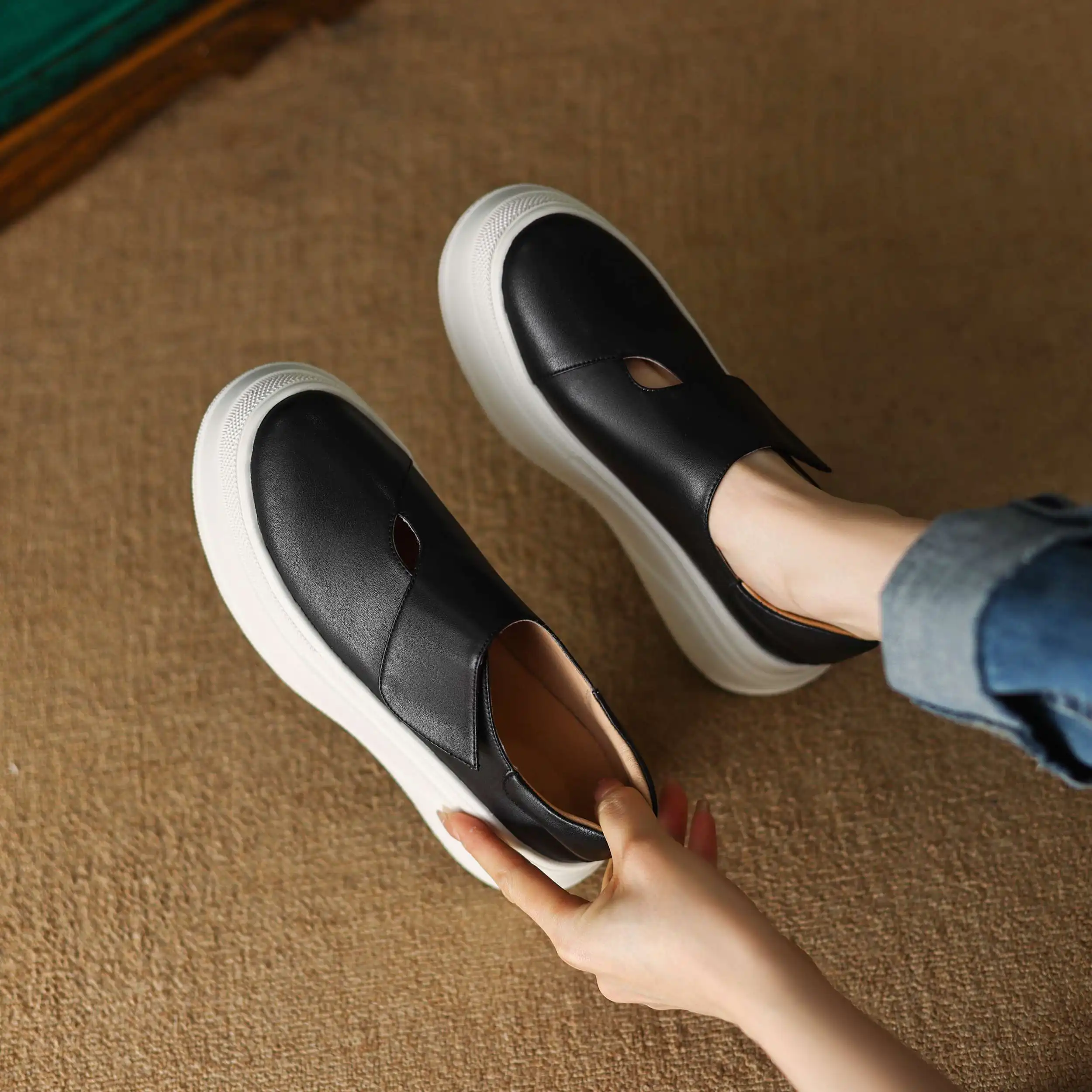 Lanxuryee модная коровья кожа высокий каблук круглый носок Весенняя женская