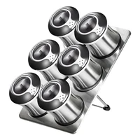 6 pieces magnetic spice jars set stainless steel salt pepper spray shakers storage tins seasoning box