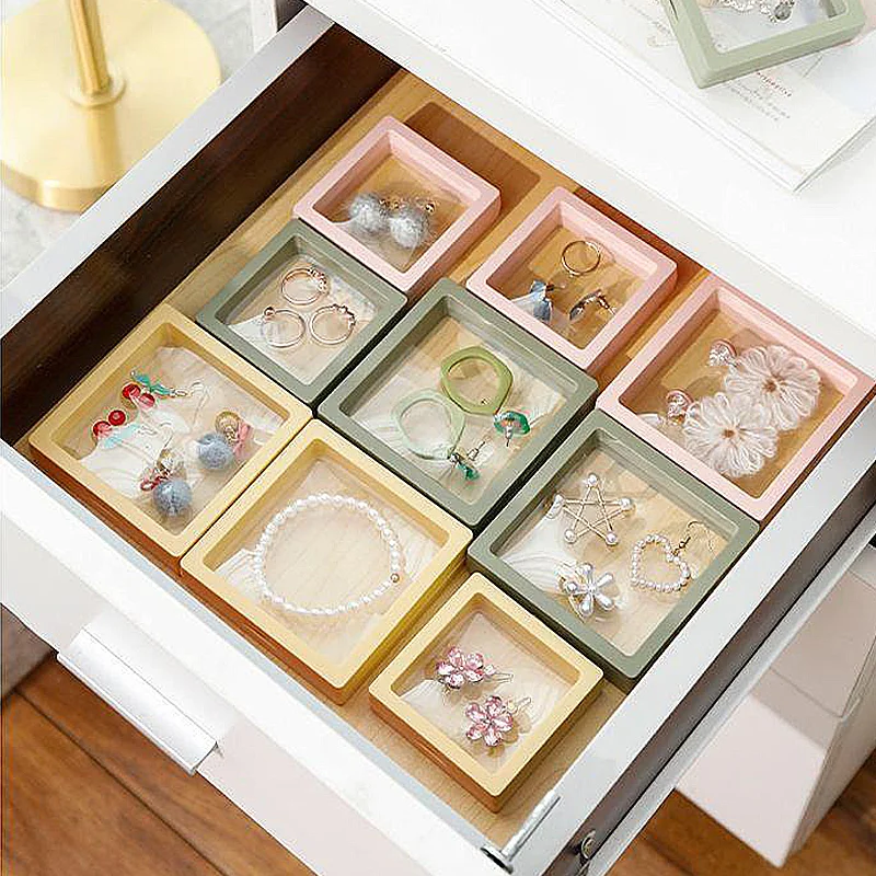 

Transparent PE Film Jewelry Storage Box Anti-oxidation Dustproof Case Necklaces Earrings Rings Portable Display Boxes Organizer