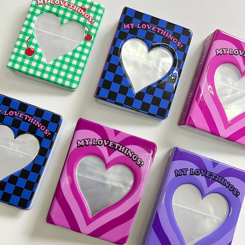 

3 Inch Photo Album 64 Pocket Lattice Pattern Storage Album Hollow Heart Organizer Book Business Card Holder Idol scrapbooking