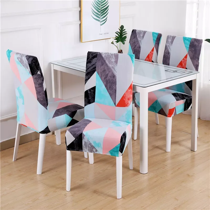 

New in 2022Geometric Chair Covers Printed Stretch Chair Slipcovers For Dining Room Wedding Party Banquet Hotel Office 1/2/4/6Pie
