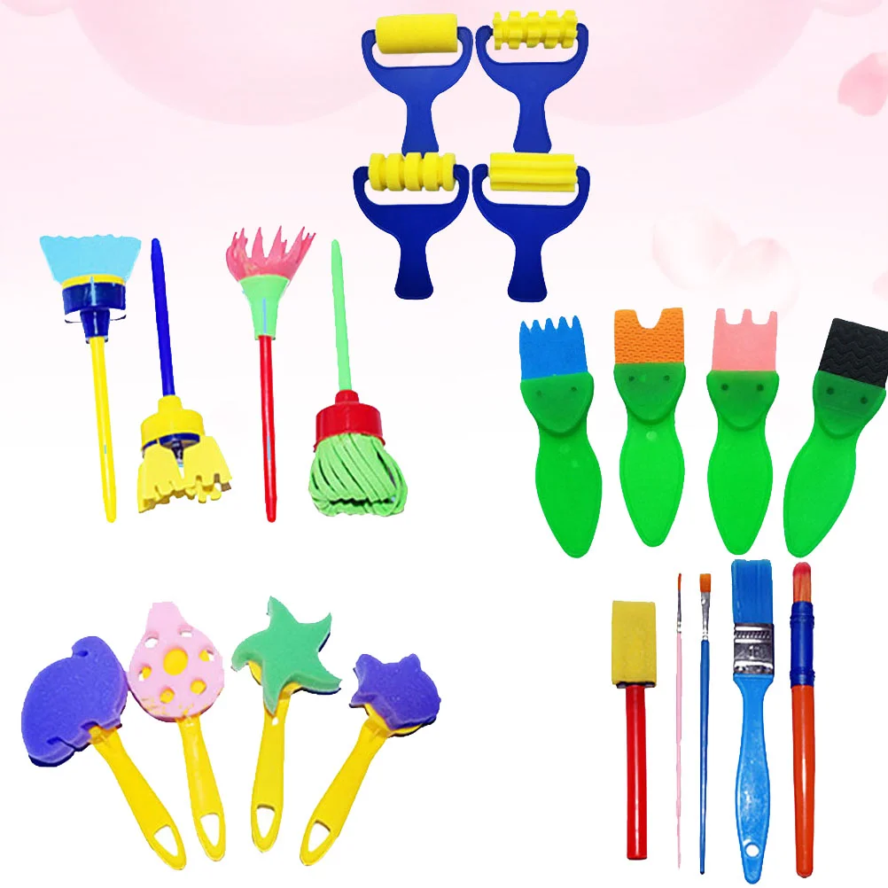 

21Pcs EVA Painting Brush Oil Watercolor Painting Tools Sponge Seal Handle Paint Brush DIY Graffiti Painting Brush Sponge Art