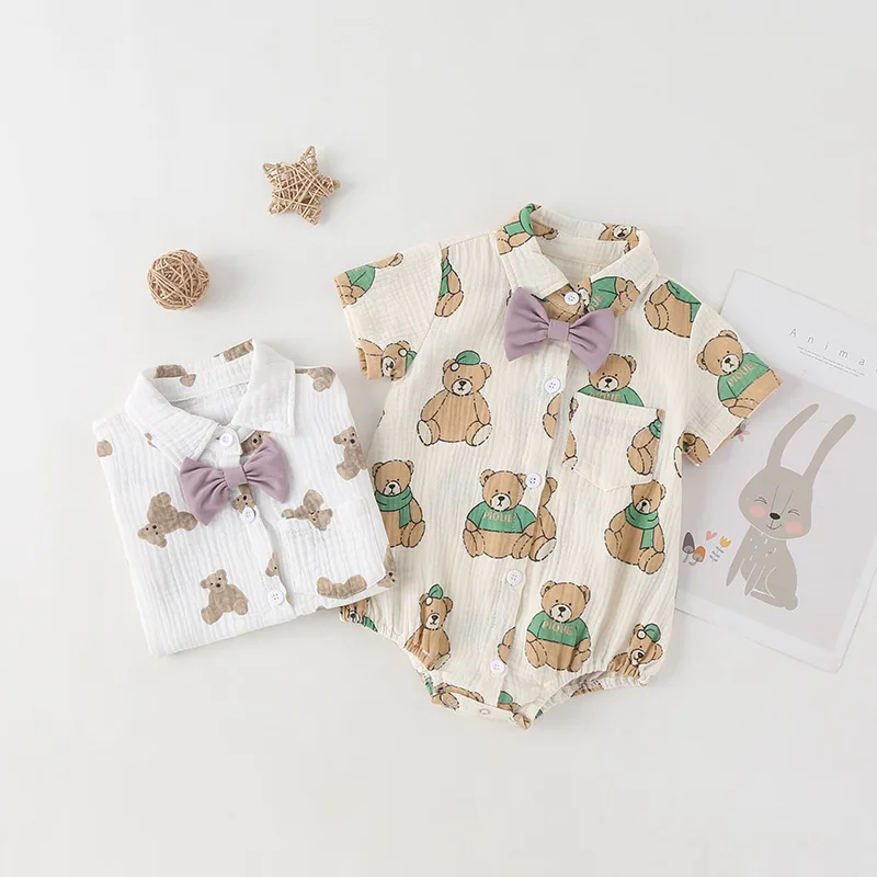 Детские шорты с рисунком медведя комплект из двух предметов Детская Хлопковая