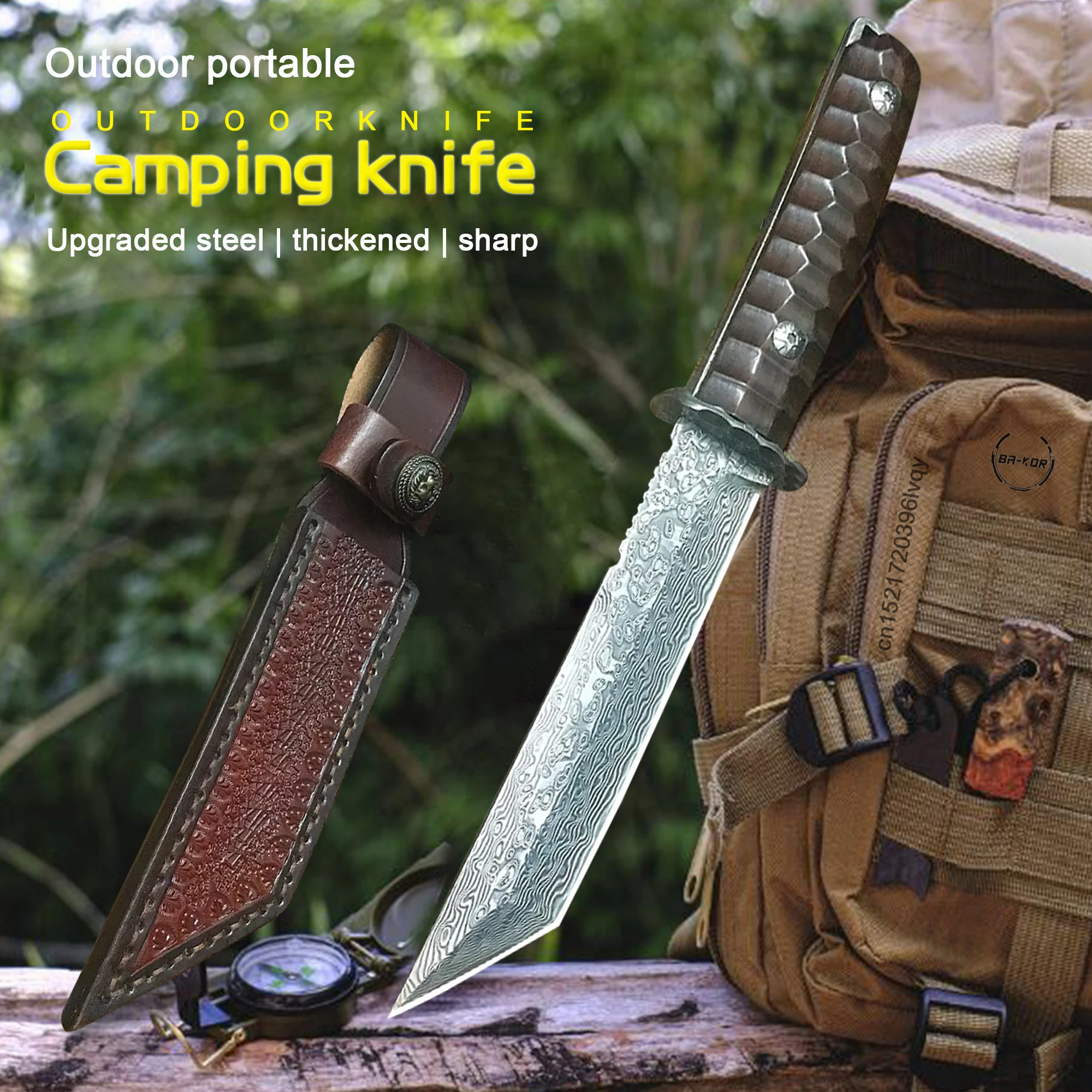 Тактический нож для кемпинга в японском стиле из дамасской стали G10G со стальным