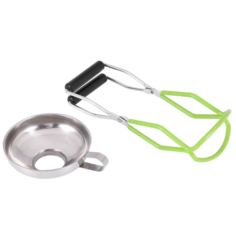 

2 Pieces Stainless Steel Canning Jar Lifter Tongs And Canning Funnel For Wide-Mouth And Regular Jars, Easy To Clean