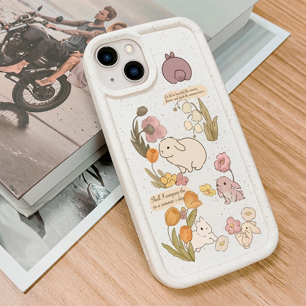 

Lovely Rabbit Tulip Phone Case For iPhone 14 Plus 12 ProMax Cases For iPhone 12Pro 11 Pro XR XS Max TPU Degradation Cover Fundas