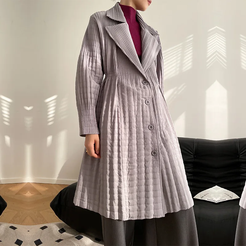 

Add cotton trench coat Women's pleated small show thin coat Winter new large cotton coat Cotton coat