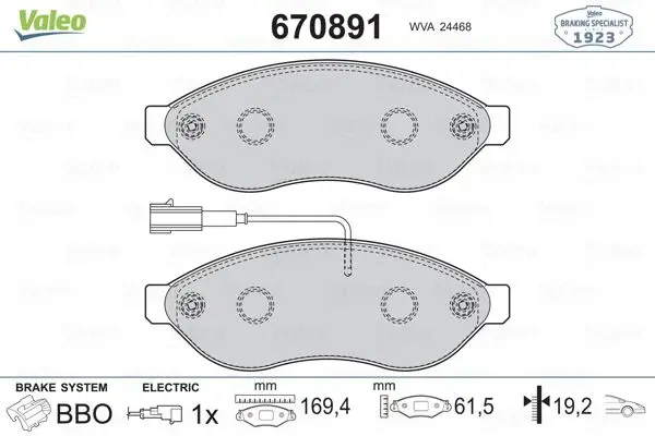 

670891 Передняя тормозная колодка для