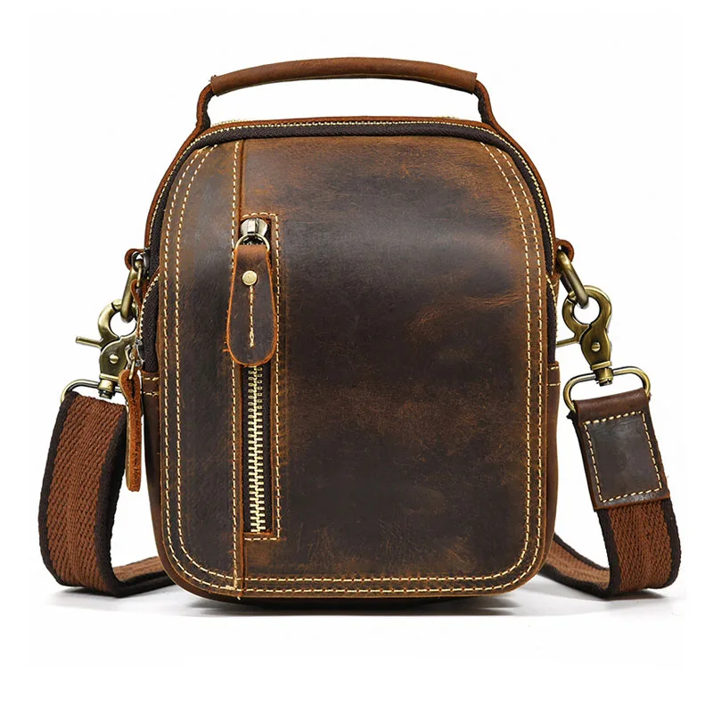 

Сумка AETOO Мужская через плечо из кожи Крейзи Хорс, портативная сумочка в стиле ретро, Кожаный саквояж на одно плечо