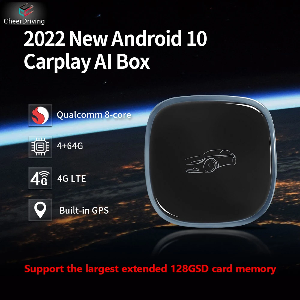 

2022 Wireless CarPlay Ai Box Android Auto Android 10.0 Netflix Youtube Dual Bluetooth 8-Core For Ford Kia Hyundai Audi Benz VW