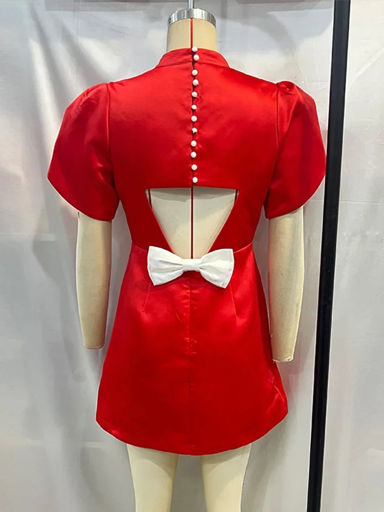 LangMao модное вечернее платье с 3D бантом женское сексуальное мини-платье