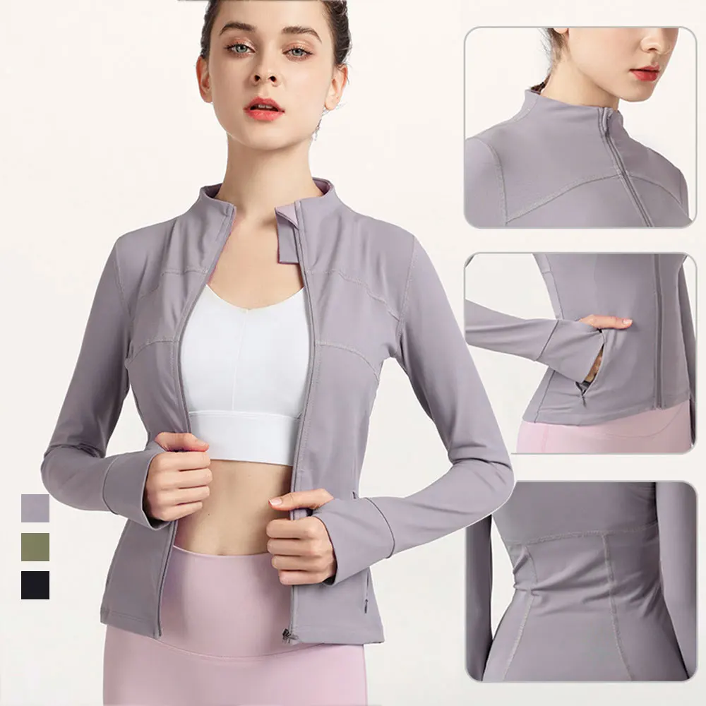 

Yoga Jacket Fashion Naked Long Sleeve Gym Top Quick-drying Fitness Suit Running Jacket Zipper Front Sports Blouse Women Jogging