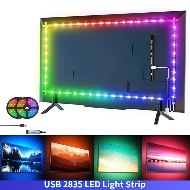 

5V LED Strip Light TV Backlight USB 2835 SMD HDTV 1M 2M 3M 5M Tape Lamp Diode Flexible PC Desk Screen RGB Room Decorative Lights