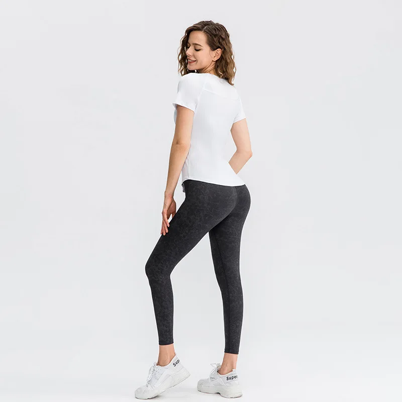 Women's Yoga T-shirt Sports Tight-Fitting Short-Sleeved Round Neck Mesh Breathable High-elasticity Quick-drying Running Fitness