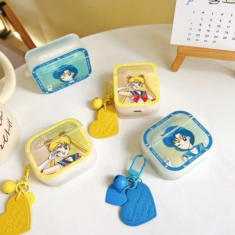 

Bandai Anime Sailor Moon Earphone Case for Airpods 1/2 3 Pro 2 Frosted Wireless Bluetooth Headphone Charging Box with Keyring