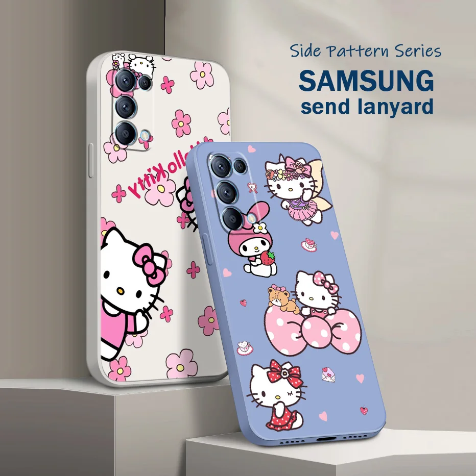 

Cute Melody Hello Kitty For OPPO Find 7 Z 6 X5 X3 X2 Neo Pro Lite SE 4G 5G Liquid Rope Shock Resistant Phone Case