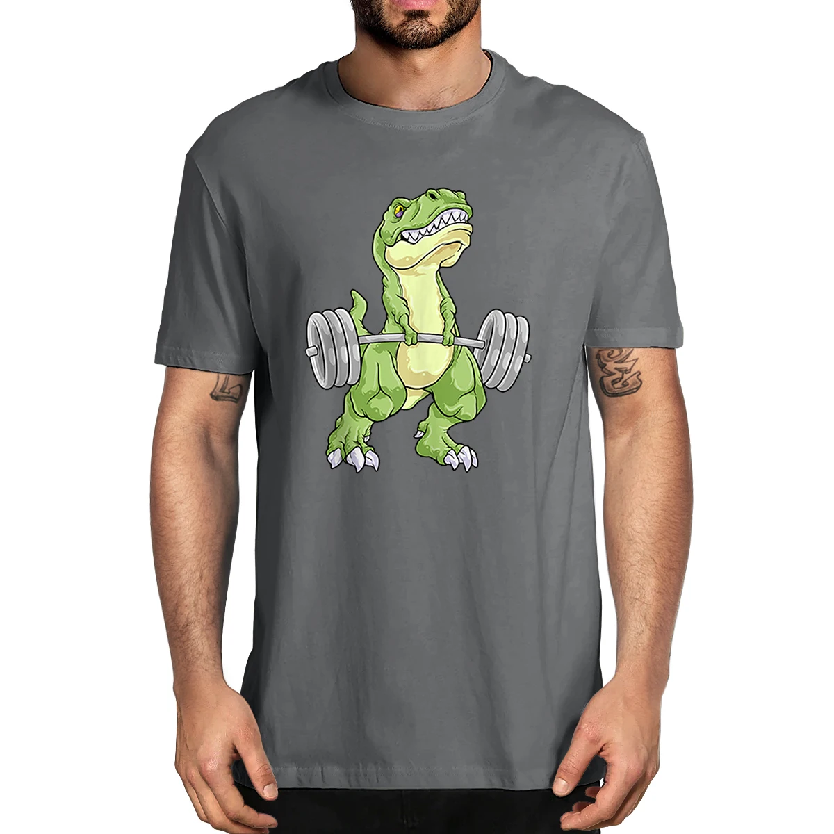 

100% хлопок динозавр Тяжелая атлетика T Rex фитнес тренажерный зал тренировки дэдлифт Мужская новинка футболка женская Повседневная Уличная одежда Харадзюку футболка
