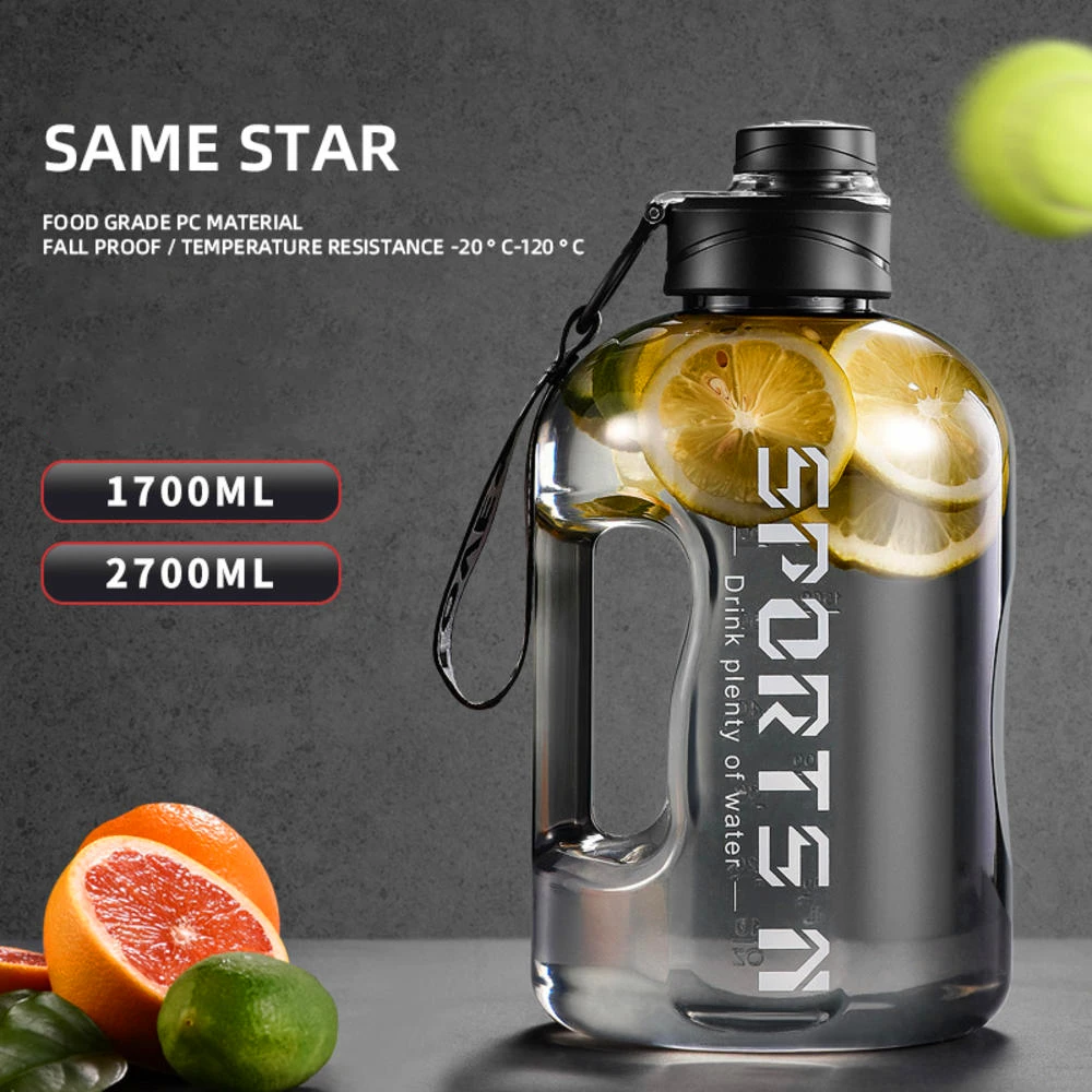 

1.7/2.7L LargeCapacity Sport Water Bottle Barrel Gradient Color Drinking Cup Portable Drop-proof Outdoor Fitness Hot Cold Kettle