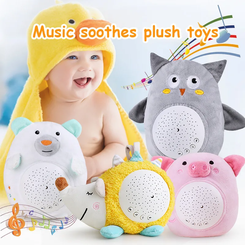 

Kids Soft Toys Stuffed Sleep Led Night Lamp Stuffed Animal Plush Toys With Music & Stars Projector Light Baby Toys Girls Boy