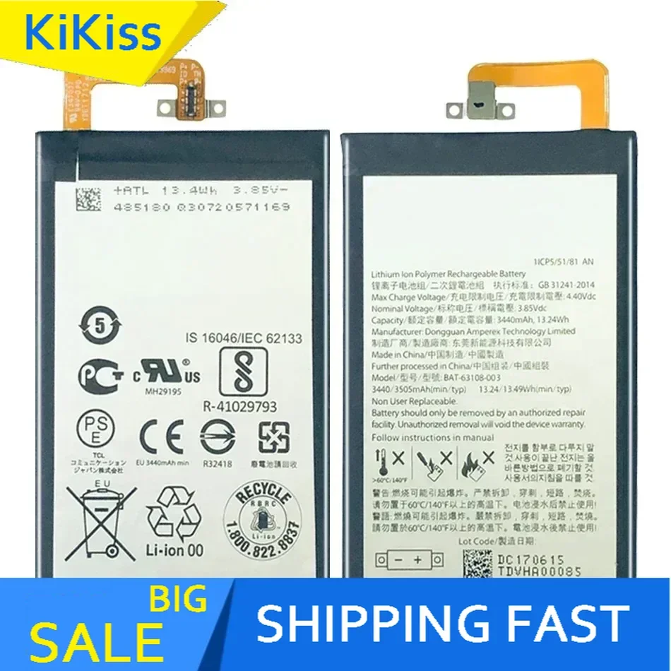 Сменный аккумулятор BAT-63108-003 BAT 63108003 3440 мАч для BlackBerry KEYone KE Yone Bateria