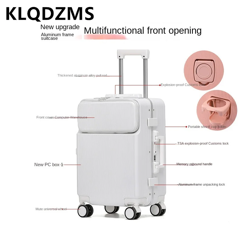 Женский чемодан KLQDZMS открывающийся спереди ноутбук компьютер бортовой ящик для