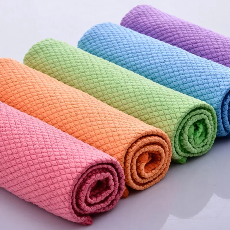 

Pure Color Soft Superfine Fiber Kitchen Accessories Fish-scale Cloth Durable Cleaning Towel For Household