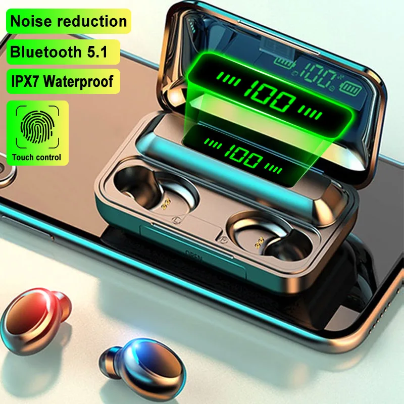 

2022 New F9 TWS Bluetooth Earphones Wireless Headphones Stereo Sports Waterproof Headset with Microphone Charging Box