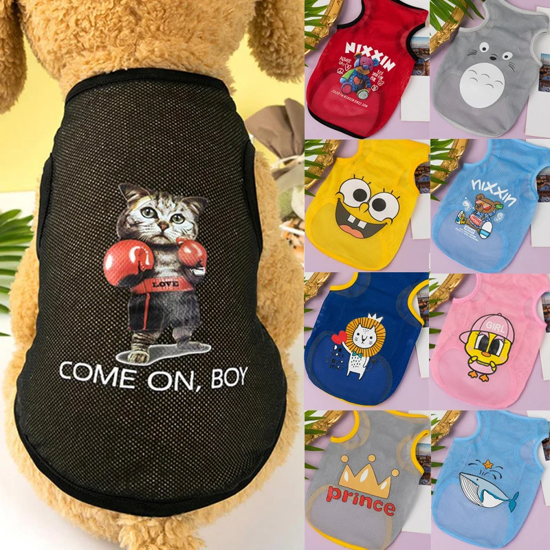 

Summer Breathable Mesh Small Dog Clothes Cartoon Thin Dogs Cat Vest Teddy Chihuahua Pet Puppy Clothing for Medium Large Dog York