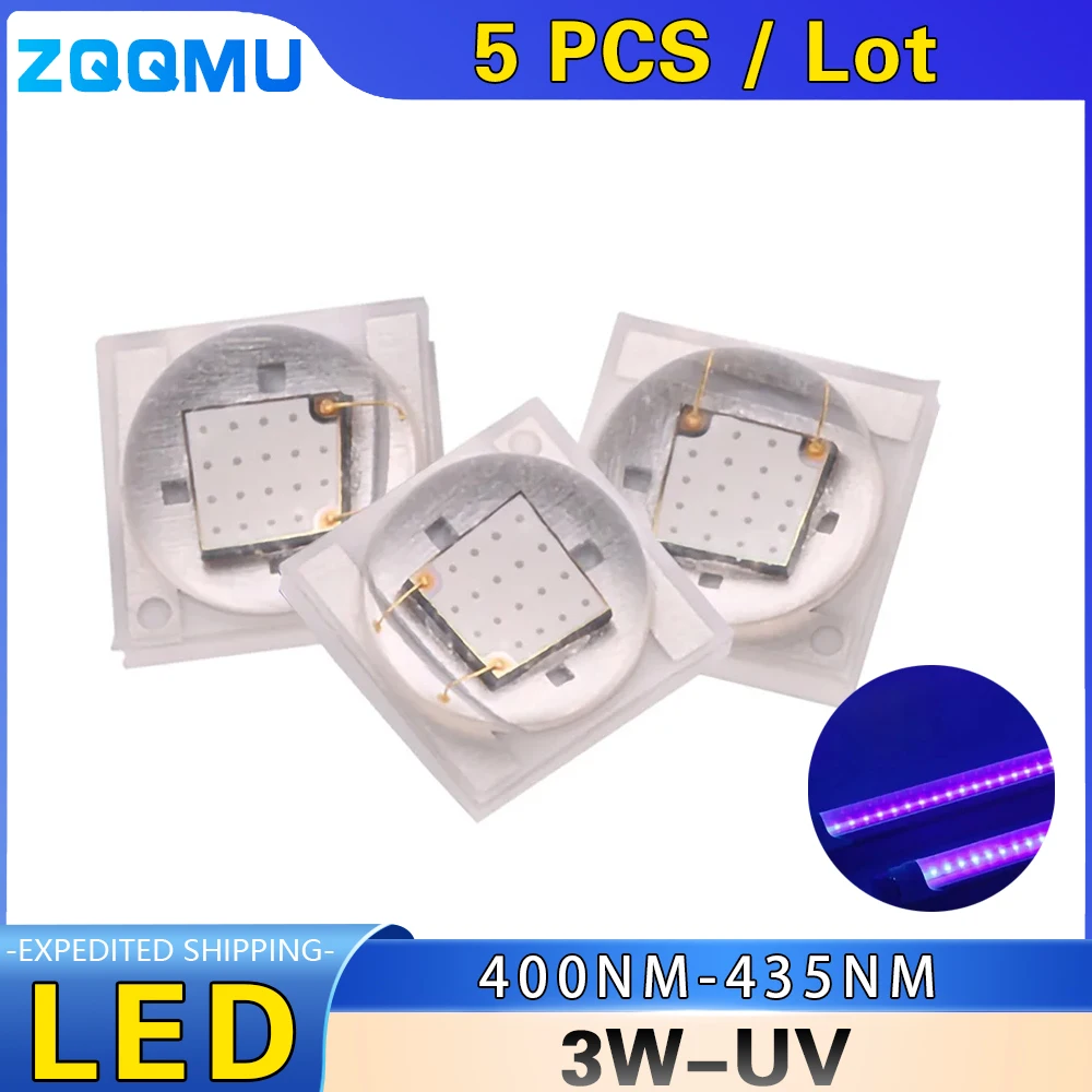 

3W High Power SMD 3535 UV Chip 435nm 405nm 420nm 410nm 400nm 425nm 430nm Banknote Detector Ceramic Purple Light Lamp Beads