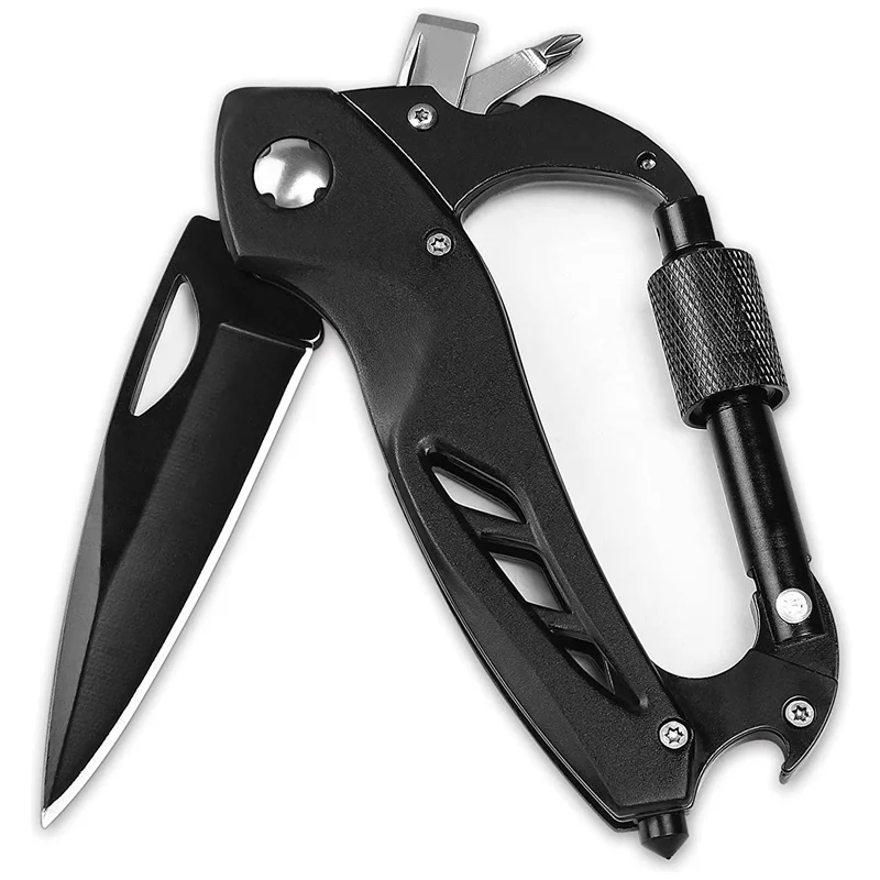 

Outdoor Survival Multitool Edc Mountaineering Carabiner Key Buckle Pocket Folding Knive Bottle Opener Window Breaker Screwdriver