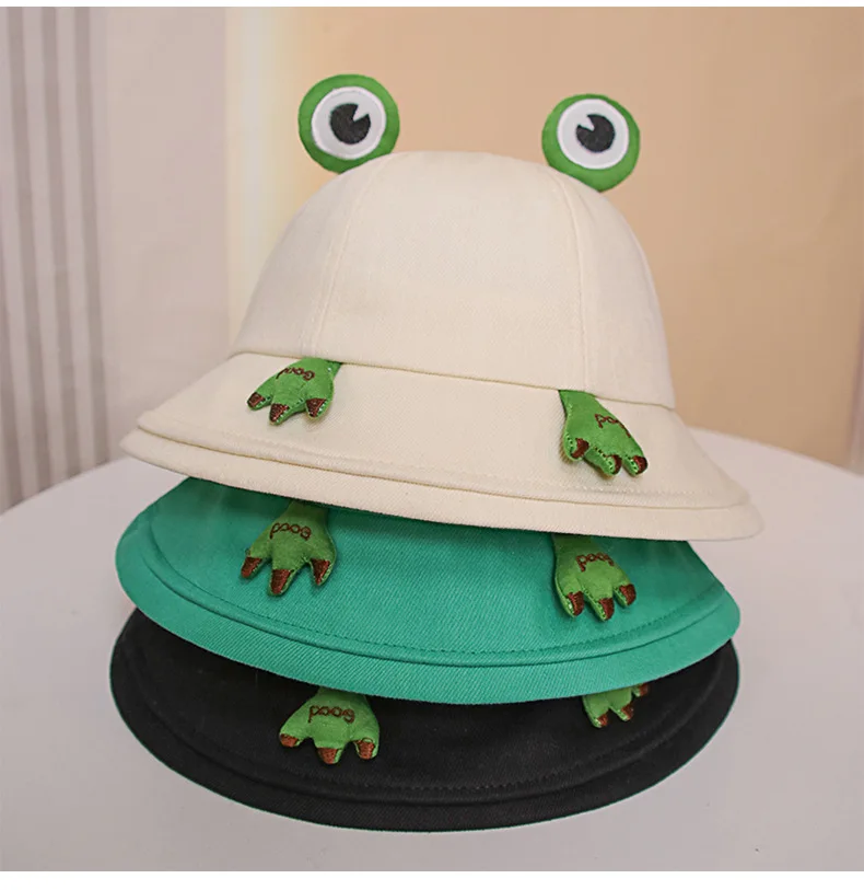 

CNTANG Summer Frog Bucket Hat Women Fashion Solid Color Panama Cap Ladies Casual Outdoor Sunscreen Beach Fisherman Hats Foldable