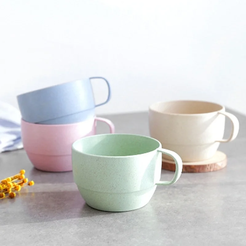 

Wheat Straw Milk Cup European Style Coffee Tea Mug Simple Breakfast Drinking Cup Eco-friendly Drinkware Water Bottle for Kids