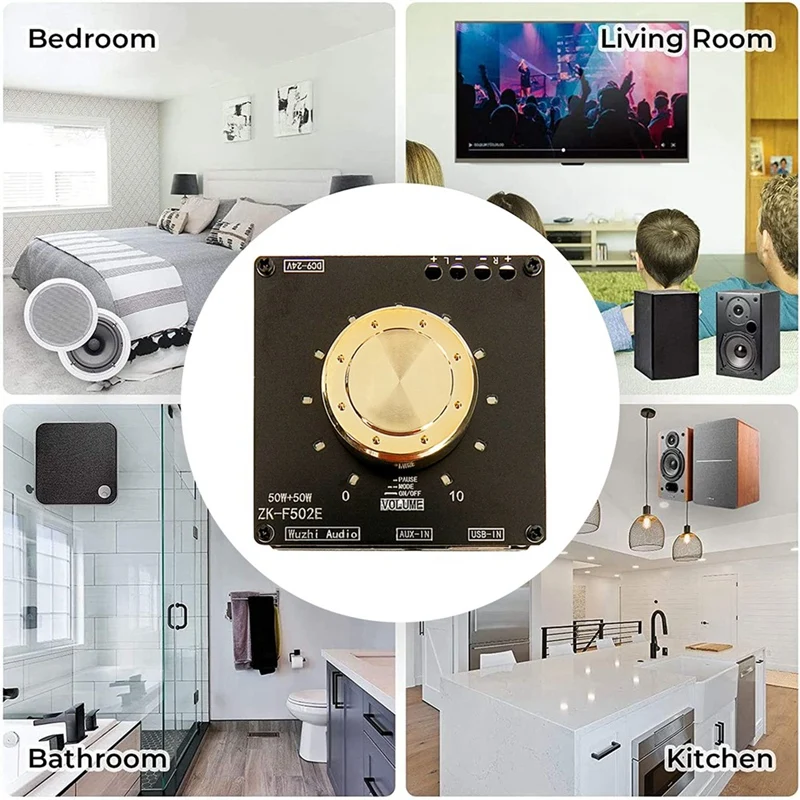 

1 Set With DC Cable Bluetooth Amplifier Board BT5.1 50W+50W 2.0 Channel Bluetooth Amplifier Board
