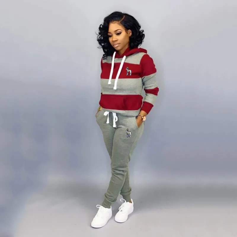 Embroidered spring and autumn two-piece sportswear women's sports Hoodie+sports pants women's sports Hoodie suit hooded suit