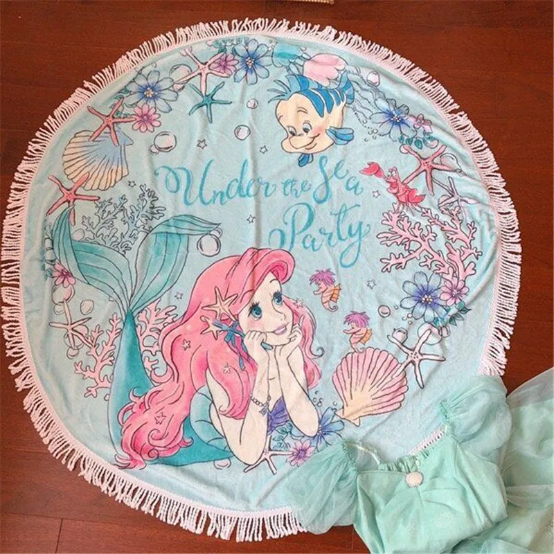 

120cm Mermaid princess Alice In Wonderland Girl Blanket Beach Towel Mat Soft Top Warm Flannel World Game Throw Blanket Gifts