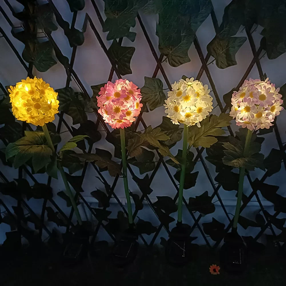 Solar Ball Chrysanthemum Lawn Light Garden Waterproof Outdoor PathWay Ground Plug-in Flower Lamp Landscape Lighting Decor