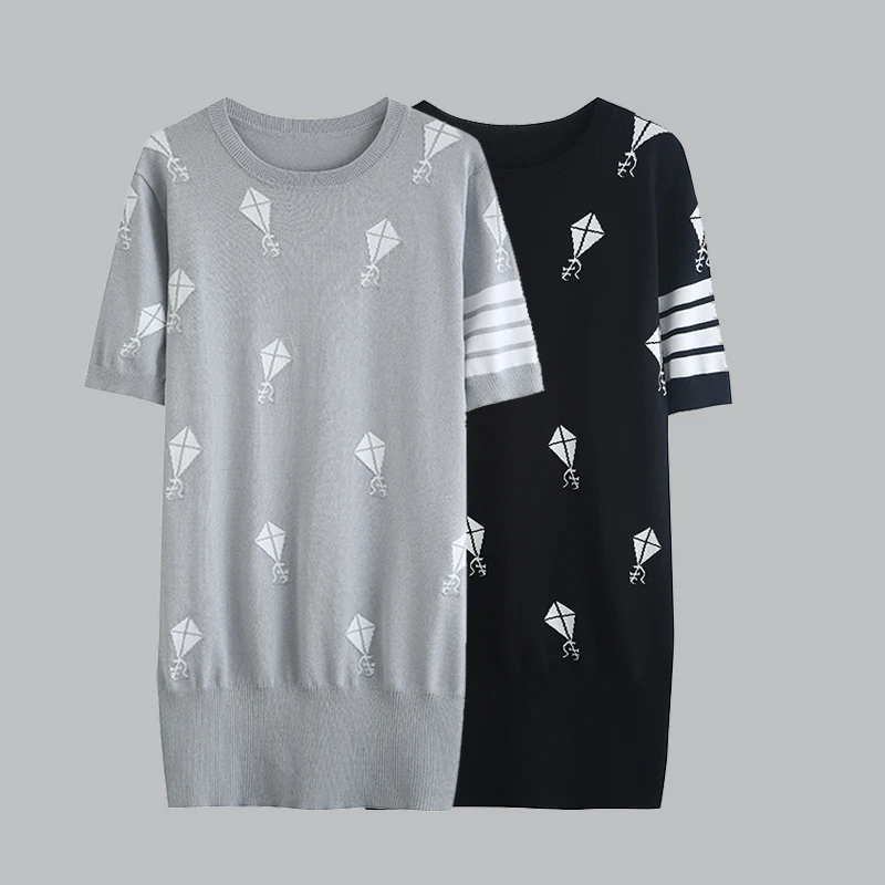 

Dress Y2k Dresses For Women 2022 Clothing Summer Sexy Korean Fashion Clothes For Women Jacquard Gothic Kawaii Knit Short Sleeves