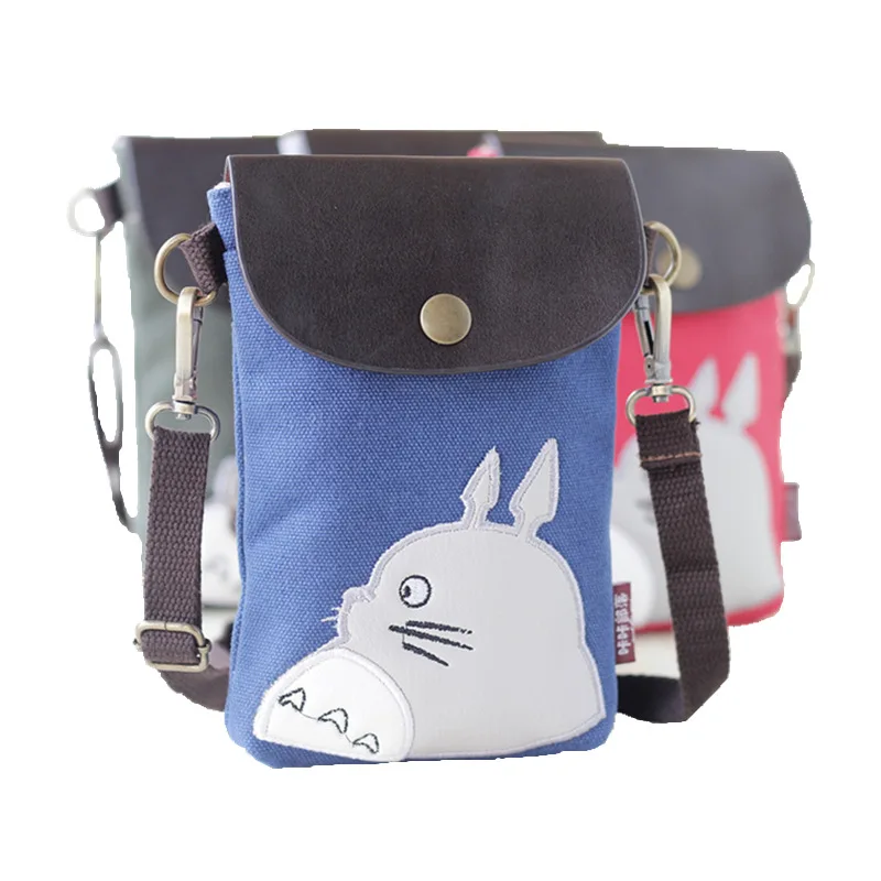 2022 Cartoon Neighbor Totoro Women's Bag Mini Messenger Bags Female Shoulder Bags Canvas Handbags Girls Zipper Mobile Phone Bag