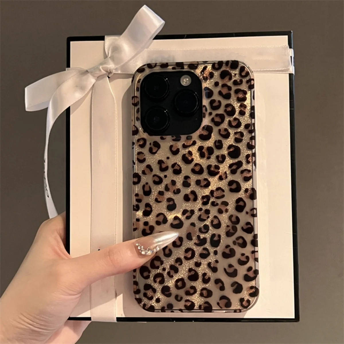 Корейский милый чехол с леопардовым принтом для iPhone 16 15 14 13 12 Pro Max 11 стильный