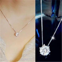 fashion simple crystal necklace ladies silver shiny necklace crystal necklace ladies gift accessories girls party jewelry