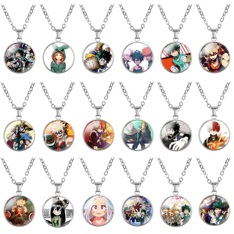 

22 styles My Hero Academia Necklace Characters Cartoon Anime Glass Dome Black Cats Ears Pendant Handmade Jewelry Anime Necklace