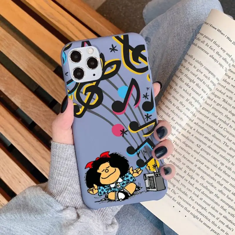 

Mafalda Girl Phone Case for iPhone 11 12 13 Mini Pro Xs Max 8 7 6 6S Plus X XR Solid Candy Color Case