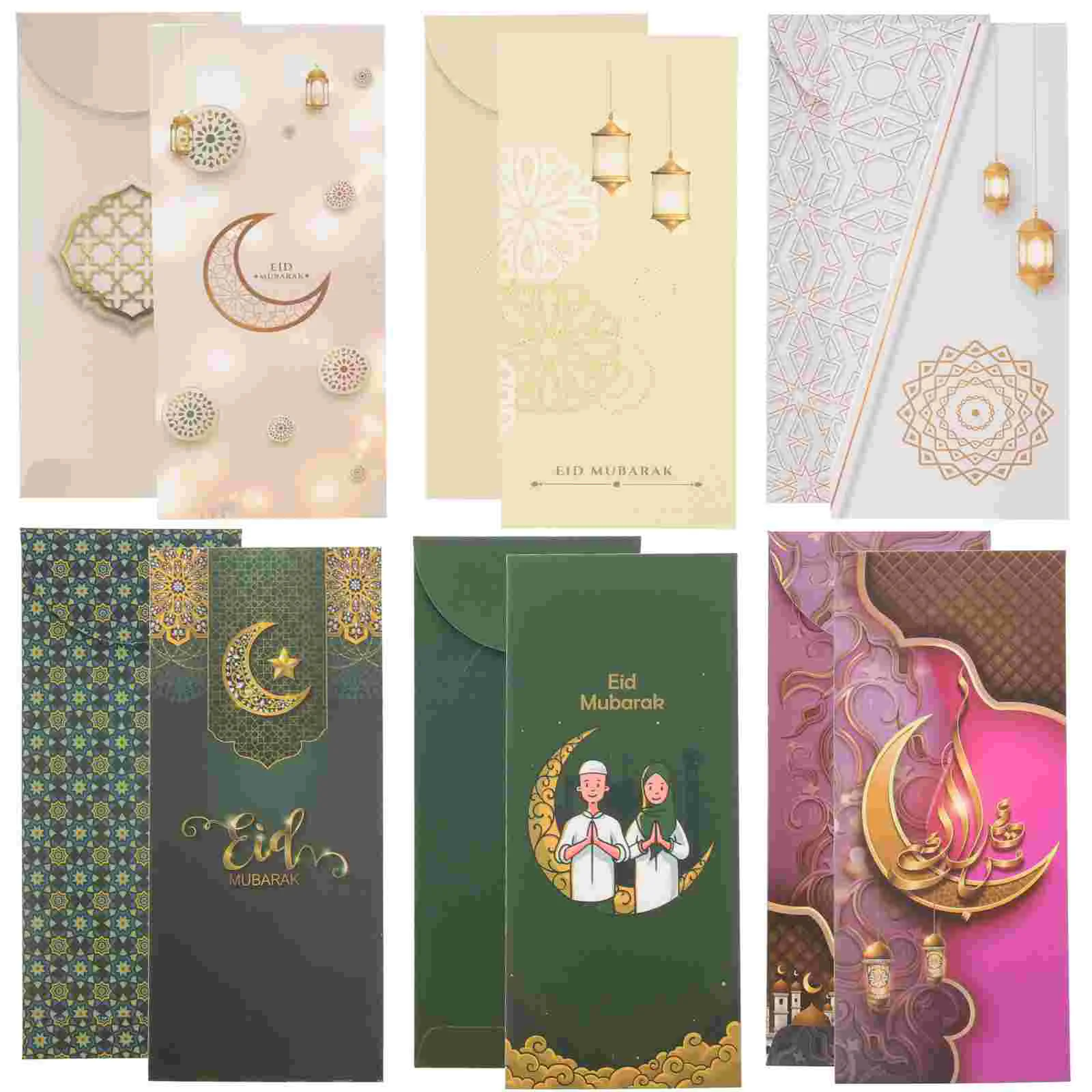 

6pcs Eid Mubarak Celebration Money Envelopes Muslim Festival Paper Envelopes