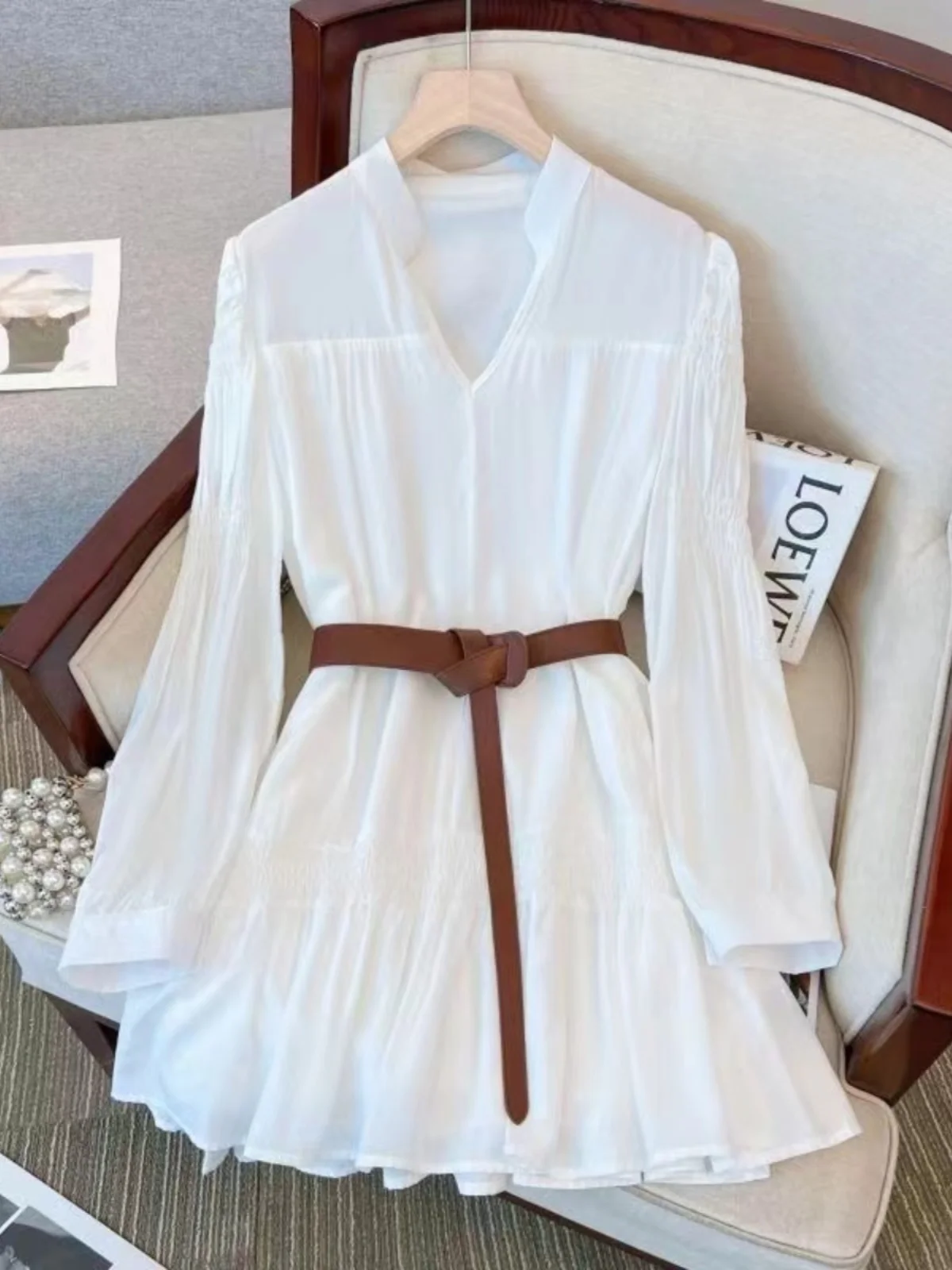 Подлинный продукт счетчик распродажи экспорт французское платье-рубашка в стиле