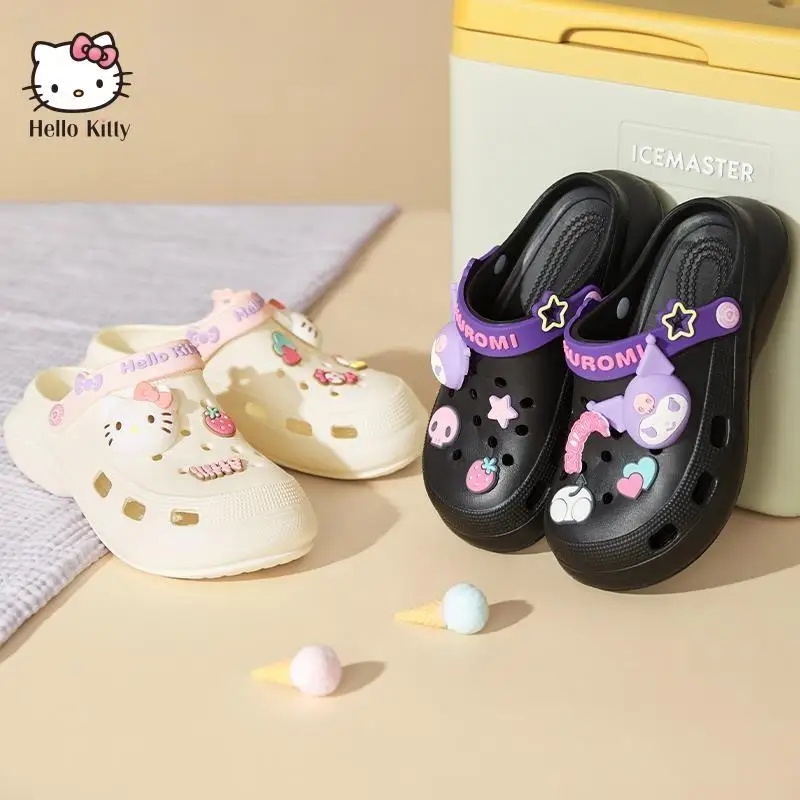 

NEW Anime Kuromi Hello Kitty Plush Crocs Kawaii Winter Slipper Sanrioed Cute Home Outside Soft Convenient Lovely Birthday Gifts