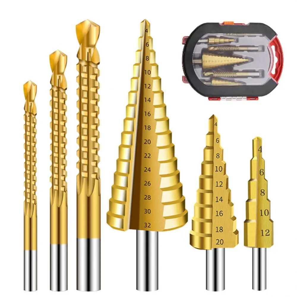 

Step Drill Bit And Drill Bit-Milling Cutter 6Pcs/Set.Countersink For Metal/Wood，Drill For Metal Cone 32MM,Stage Light