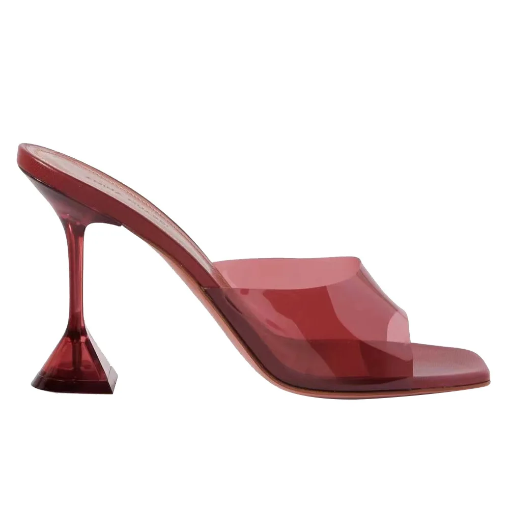 

Transparent High Heel Crystal Heel Slippers Women's Summer New Fashion Wine Glass Heel Square Toe Fashion Sandals
