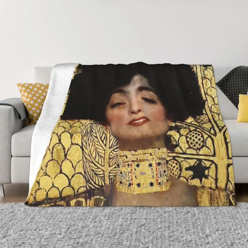 

Judith And The Head Of Holofernes Blankets Warm Flannel Gustav Klimt Painting Art Throw Blanket for Sofa Office Bedspreads