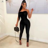 women sexy strapless jumpsuit 2022 summer playsuit casual bodycon overalls fashion club rompers