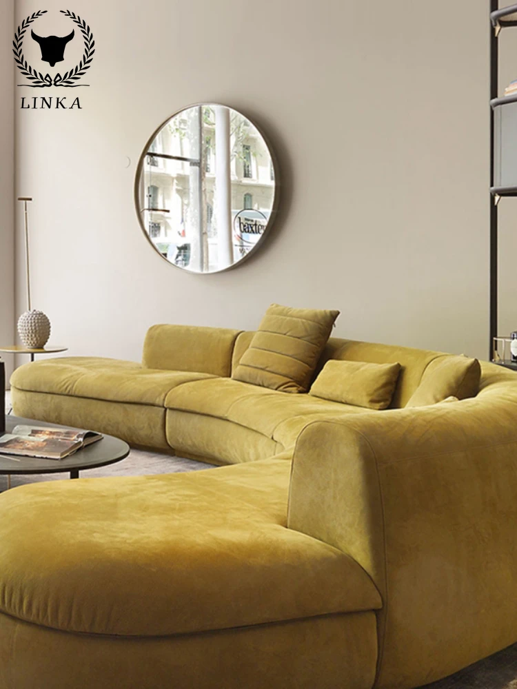 

Роскошный роскошный Роскошный итальянский дизайнерский дугообразный Матовый кожаный вилла, большой плоский пол, угловой диван особой формы